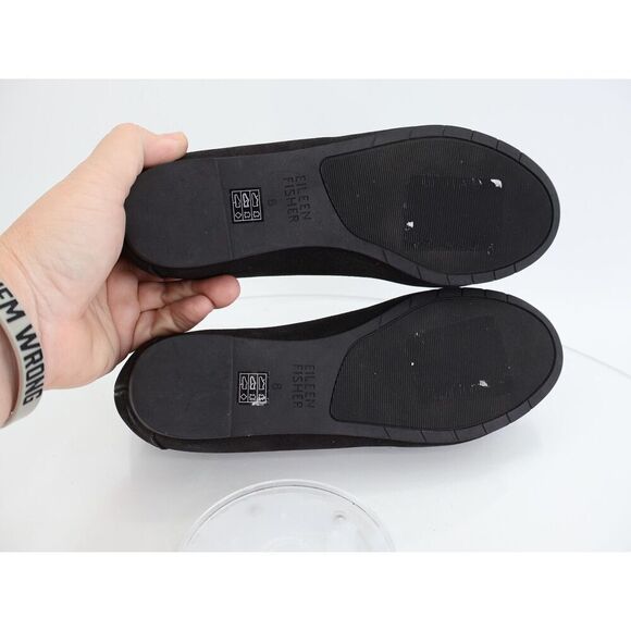 Eileen Fisher Women Una Hidden Wedge Ballet Flats Size 6 Black Suede Round Toe - Picture 7 of 9